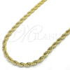 Gargantilla Basica 5.222.033.30 Oro Laminado, Diseño de Rope, Pulido, Tono Dorado (05 MM Thickness, 30 Inches Length)