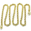 Gargantilla Basica 5.222.033.30 Oro Laminado, Diseño de Rope, Pulido, Tono Dorado (05 MM Thickness, 30 Inches Length)