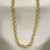 Gargantilla Basica 5.222.033.30 Oro Laminado, Diseño de Rope, Pulido, Tono Dorado (05 MM Thickness, 30 Inches Length)