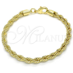 Pulsera Básica 5.222.033.08 Oro Laminado, Diseño de Rope, Pulido, Tono Dorado (05 MM Thickness, 8 Inches Length)