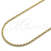 Gargantilla Basica 5.222.034.24 Oro Laminado, Diseño de Rope, Pulido, Tono Dorado (04 MM Thickness, 24 Inches Length)