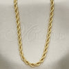 Gargantilla Basica 5.222.034.24 Oro Laminado, Diseño de Rope, Pulido, Tono Dorado (04 MM Thickness, 24 Inches Length)