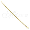 Pulsera Básica 5.222.034.07 Oro Laminado, Diseño de Rope, Pulido, Tono Dorado (04 MM Thickness, 7 Inches Length)