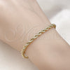 Pulsera Básica 5.222.034.07 Oro Laminado, Diseño de Rope, Pulido, Tono Dorado (04 MM Thickness, 7 Inches Length)