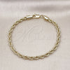Pulsera Básica 5.222.034.07 Oro Laminado, Diseño de Rope, Pulido, Tono Dorado (04 MM Thickness, 7 Inches Length)