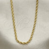 Gargantilla Basica 5.222.035.20 Oro Laminado, Diseño de Rope y Torcido, Pulido, Tono Dorado (03 MM Thickness, 20 Inches Length)