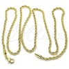 Gargantilla Basica 5.222.035.28 Oro Laminado, Diseño de Rope, Pulido, Tono Dorado (03 MM Thickness, 28 Inches Length)