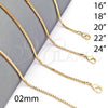 Gargantilla Basica 5.222.039.18 Oro Laminado, Diseño de Box, Pulido, Tono Dorado (02 MM Thickness, 18 Inches Length)