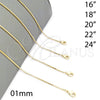Gargantilla Basica 5.222.040.18 Oro Laminado, Diseño de Box, Pulido, Tono Dorado (Thickness, 18 Inches Length)