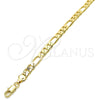 Tobillera Básica 5.222.013.10 Oro Laminado, Diseño de Figaro, Pulido, Tono Dorado (160 Gauge, 06 MM Thickness, 10 Inches Length)