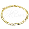 Tobillera Básica 5.222.013.10 Oro Laminado, Diseño de Figaro, Pulido, Tono Dorado (160 Gauge, 06 MM Thickness, 10 Inches Length)