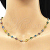 Collar y Pulsera 06.63.0008.1 Oro Laminado, Diseño de Ojo Griego, Resinado Multicolor, Tono Dorado