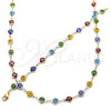 Collar y Pulsera 06.63.0008.1 Oro Laminado, Diseño de Ojo Griego, Resinado Multicolor, Tono Dorado