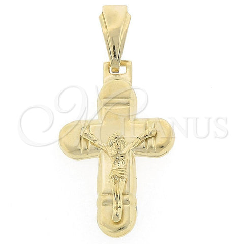Dije Religioso 05.16.0135 Oro Laminado, Diseño de Crucifijo, Pulido, Tono Dorado