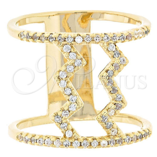 Anillo Multi Piedra 01.167.0002.07 Oro Laminado, con Blanca Zirconia Cubica, Pulido, Tono Dorado (Size 7)