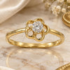 Anillo Multi Piedra 5.166.030.06 Oro Laminado, Diseño de Flor, con Zirconia Cubica Blanca, Pulido, Tono Dorado (Tamaño 6)