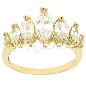 Anillo Multi Piedra 5.167.010.09 Oro Laminado, con Blanca Zirconia Cubica, Pulido, Tono Dorado (Size 9)