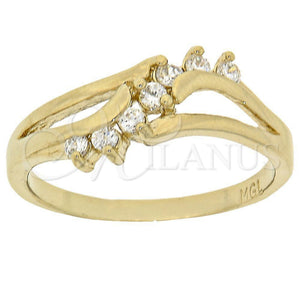 Anillo Multi Piedra 5.166.019.06 Oro Laminado, con Blanca Zirconia Cubica, Pulido, Tono Dorado (Size 6)