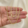 Gargantilla Basica 5.222.035.22 Oro Laminado, Diseño de Rope y Torcido, Pulido, Tono Dorado (03 MM Thickness, 22 Inches Length)