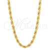 Gargantilla Basica 5.222.034.18 Oro Laminado, Diseño de Rope, Pulido, Tono Dorado (04 MM Thickness, 18 Inches Length)