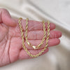 Gargantilla Basica 5.222.034.22 Oro Laminado, Diseño de Rope, Pulido, Tono Dorado (04 MM Thickness, 22 Inches Length)