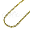 Gargantilla Basica 5.222.034.22 Oro Laminado, Diseño de Rope, Pulido, Tono Dorado (04 MM Thickness, 22 Inches Length)
