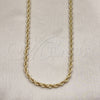 Gargantilla Basica 5.222.034.22 Oro Laminado, Diseño de Rope, Pulido, Tono Dorado (04 MM Thickness, 22 Inches Length)