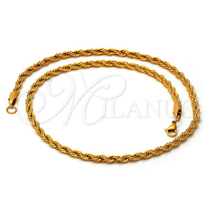 Gargantilla Elegante 17017 Acero Inoxidable, Diseño de Torcido, Pulido, Tono Dorado (28 Inches Length)