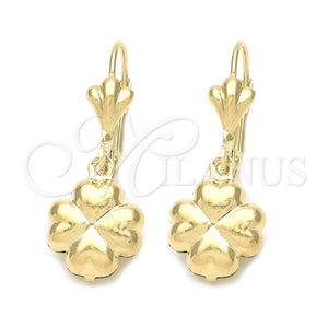 Arete Colgante 88.005 Oro Laminado, Diseño de Flor, Pulido, Tono Dorado