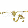 Rosario Mediano 54.006 Oro Laminado, Diseño de Sagrado Corazon de Maria, Pulido, Tono Dorado
