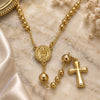 Rosario Mediano 54.006 Oro Laminado, Diseño de Sagrado Corazon de Maria, Pulido, Tono Dorado