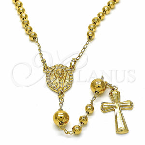 Rosario Mediano 54.006 Oro Laminado, Diseño de Sagrado Corazon de Maria, Pulido, Tono Dorado