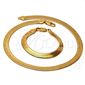 Collar y Pulsera 5.221.004.20 Oro Laminado, Diseño de Herringbone, Pulido, Tono Dorado