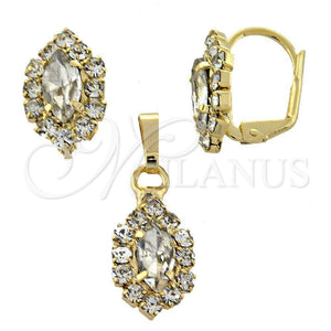Juego de Arete y Dije de Adulto 10.122.0003 Oro Laminado, con Blanca Zirconia Cubica, Pulido, Tono Dorado