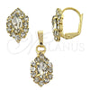 Juego de Arete y Dije de Adulto 10.122.0003 Oro Laminado, con Blanca Zirconia Cubica, Pulido, Tono Dorado
