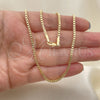 Gargantilla Basica 5.222.038.24 Oro Laminado, Diseño de Box, Pulido, Tono Dorado (02 MM Thickness, 24 Inches Length)