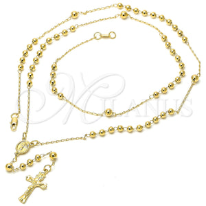 Rosario Fino 5.218.005.28 Oro Laminado, Diseño de Divino Niño y Crucifijo, Pulido, Tono Dorado