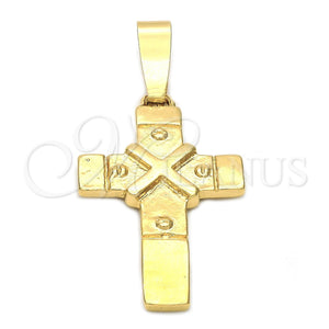 Dije Religioso 5.190.007 Oro Laminado, Diseño de Cruz, Diamantado, Tono Dorado