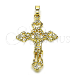 Dije Religioso 5.188.003 Oro Laminado, Diseño de Crucifijo, Pulido, Tono Dorado