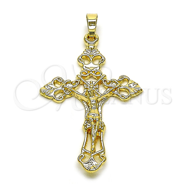 Dije Religioso 5.188.003 Oro Laminado, Diseño de Crucifijo, Pulido, Tono Dorado