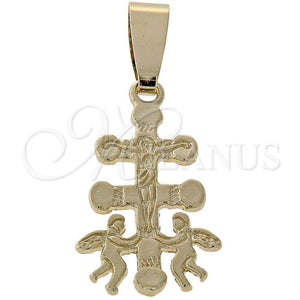Dije Religioso 5.190.005 Oro Laminado, Diseño de Crucifijo, Pulido, Tono Dorado