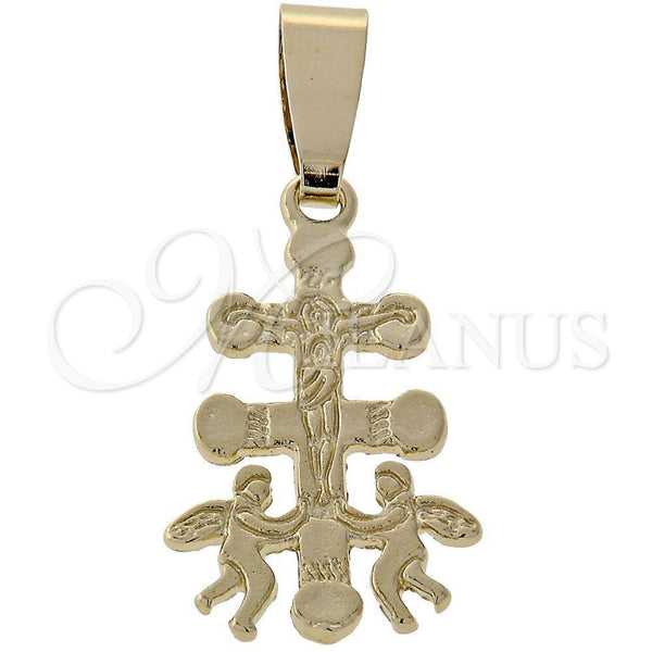 Dije Religioso 5.190.005 Oro Laminado, Diseño de Crucifijo, Pulido, Tono Dorado