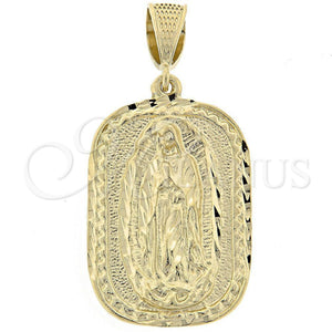 Dije Religioso 5.185.005 Oro Laminado, Diseño de Guadalupe, Pulido, Tono Dorado