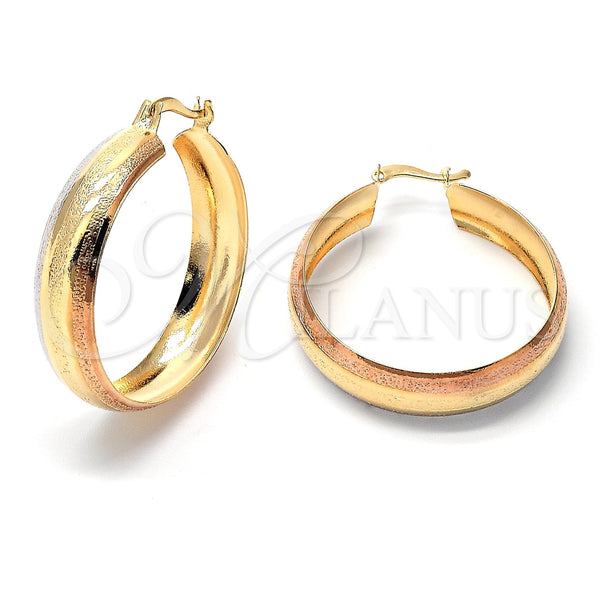 Argolla Mediana 107.011 Oro Laminado, Diamantado, Tres Tonos