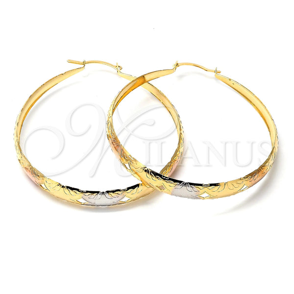 Argolla Grande 107.007 Oro Laminado, Pulido, Tres Tonos