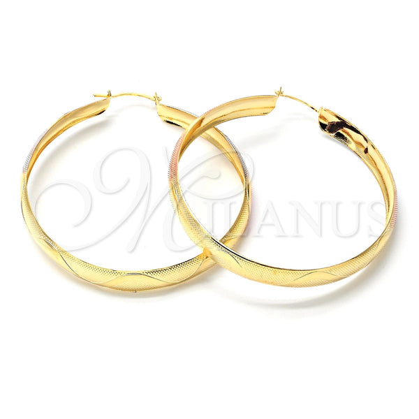 Argolla Grande 107.006 Oro Laminado, Diamantado, Tres Tonos