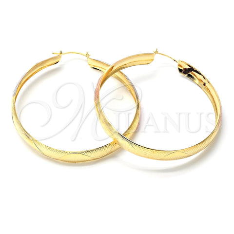 Argolla Grande 107.006 Oro Laminado, Diamantado, Tres Tonos