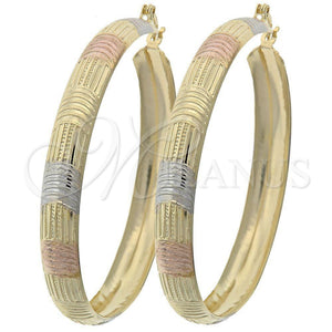 Argolla Grande 107.005 Oro Laminado, Diamantado, Tres Tonos