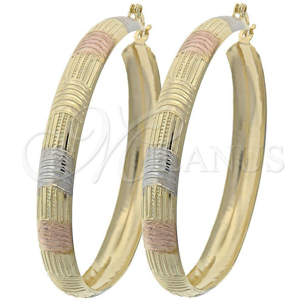 Argolla Grande 107.005 Oro Laminado, Diamantado, Tres Tonos