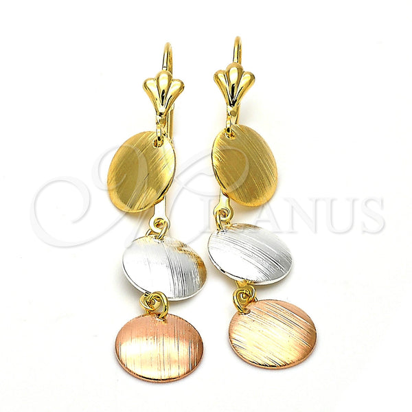 Arete Largo 73.002 Oro Laminado, Cepillado, Tres Tonos